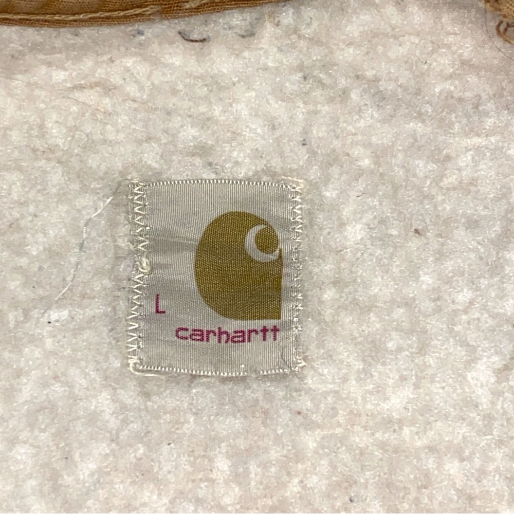 VTG Carhartt Duck Canvas Vest Jacket Sherpa Lined Adult Large TALON ZIP - Picture 3 of 5